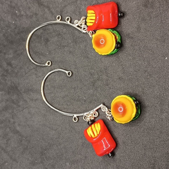 Hand Crafted Jewelry - Nwot handmade cheeseburger fries ear cuffs